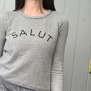 French Salut Cheri grey sweater top.